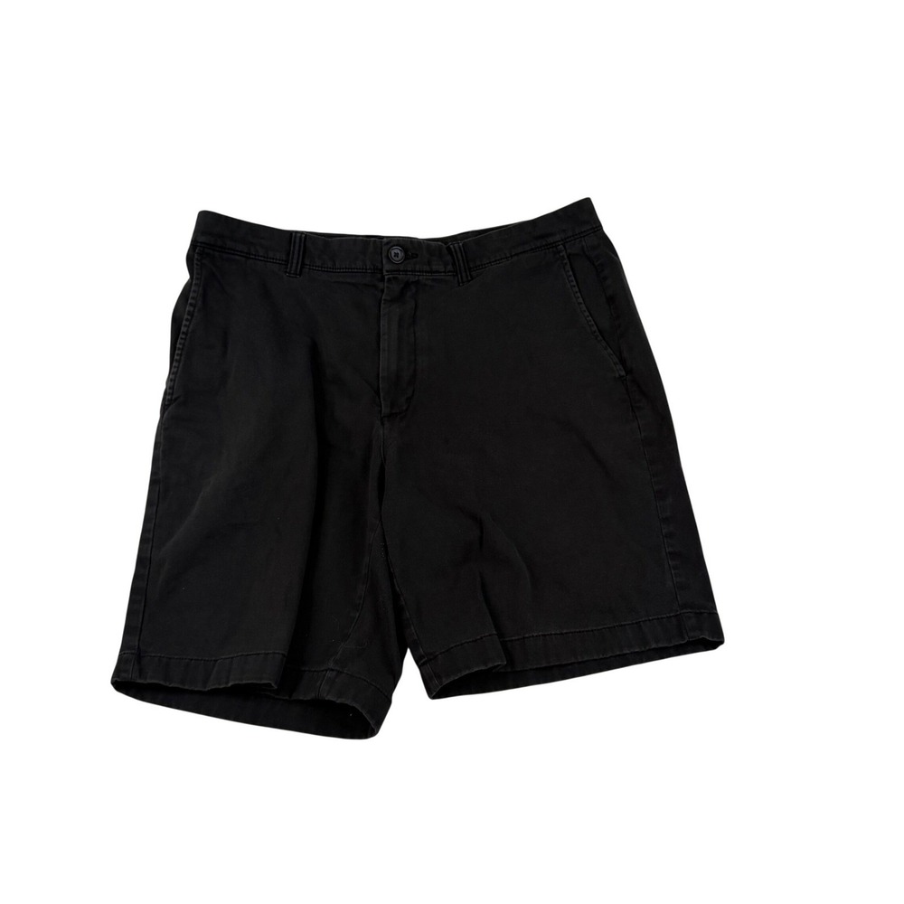 Roundtree & Yorke Mens Black Chino Shorts Cotton Stretch Size 34 Flat Front